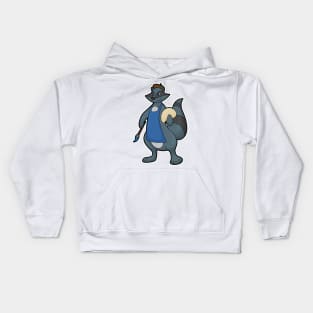 Racoon as Painter with Paintbrush Kids Hoodie